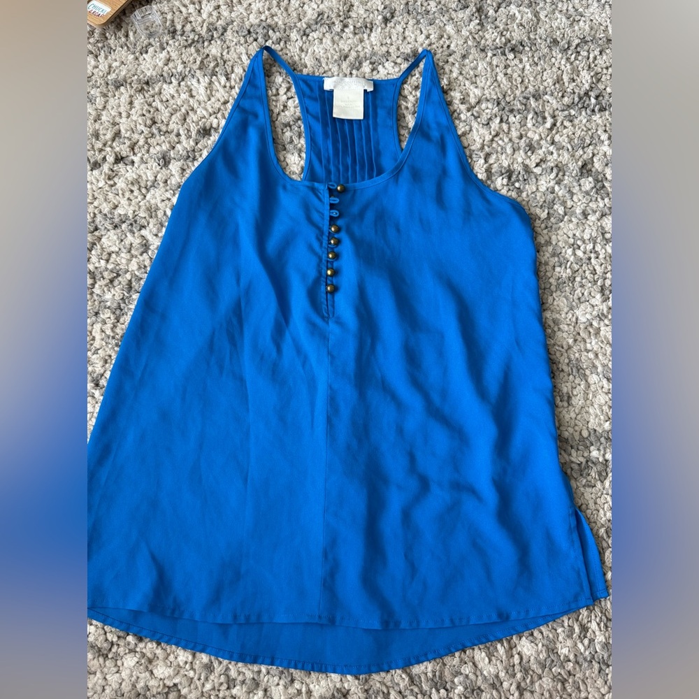MM Couture (Miss Me) Vibrant Blue Tank Top with front button detail Sz Small